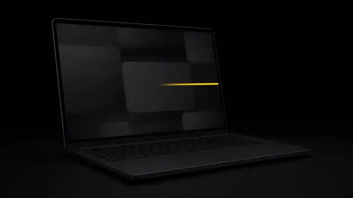 Generischer Laptop mit abstraktem dunklem Bildschirm